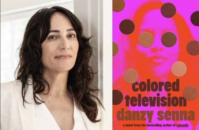 Author Danzy Senna's headshot next to the cover art of her new book, 